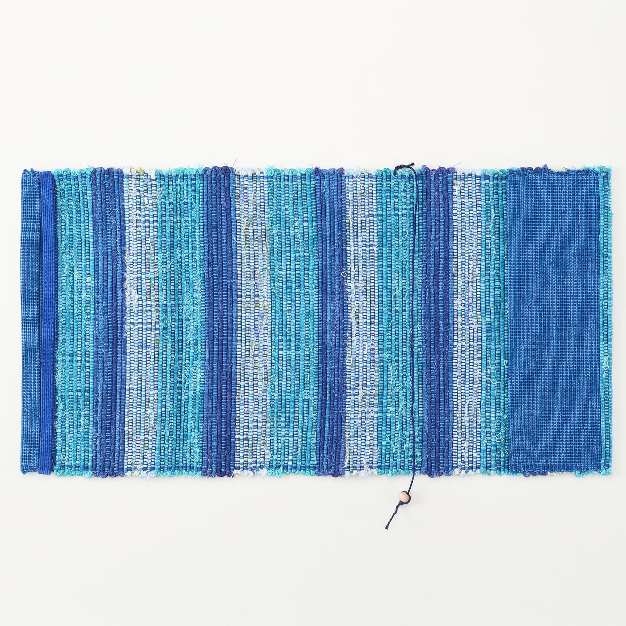 南部裂織　ブックカバー   青系