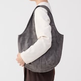 革屋が作った、洗えるドロップトートバッグ・グレー