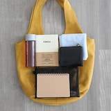 革屋が作った、洗えるドロップトートバッグ・マスタード