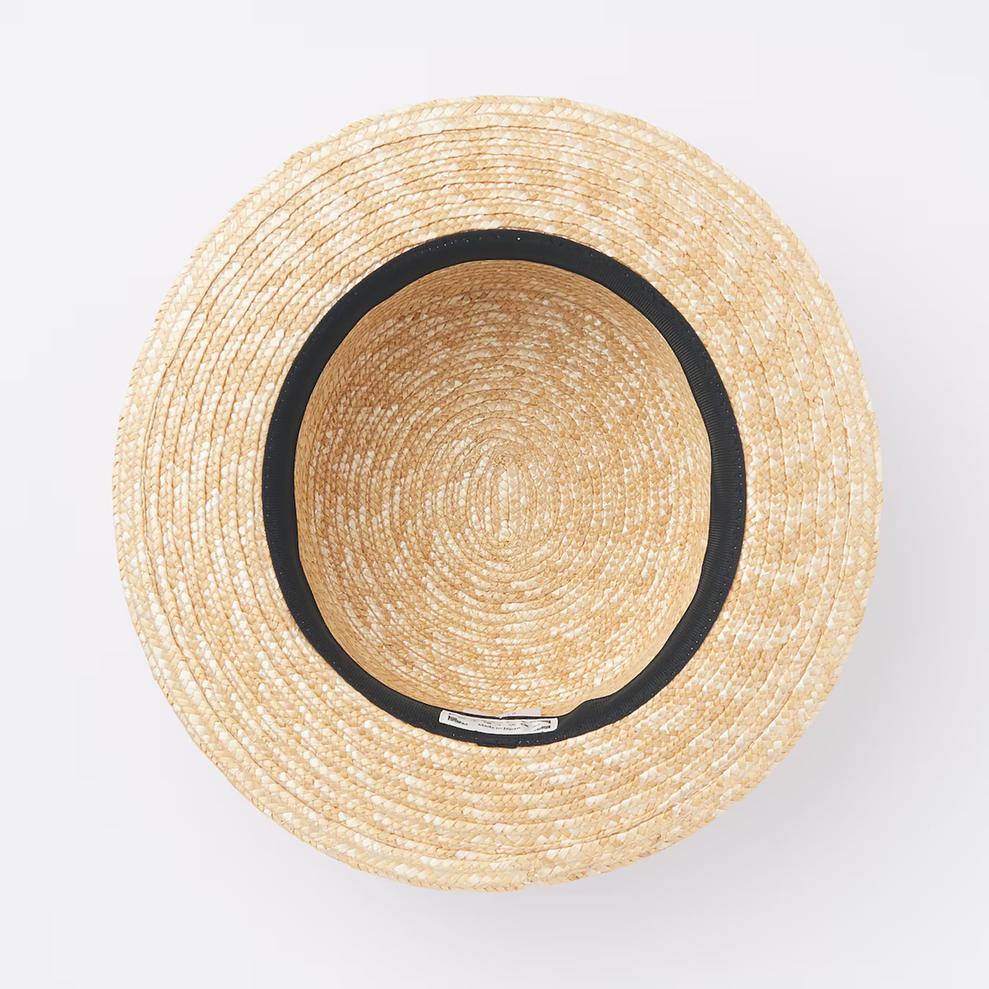 埼玉県　田中帽子の麦わら帽子「カンカン帽」ベージュリボン