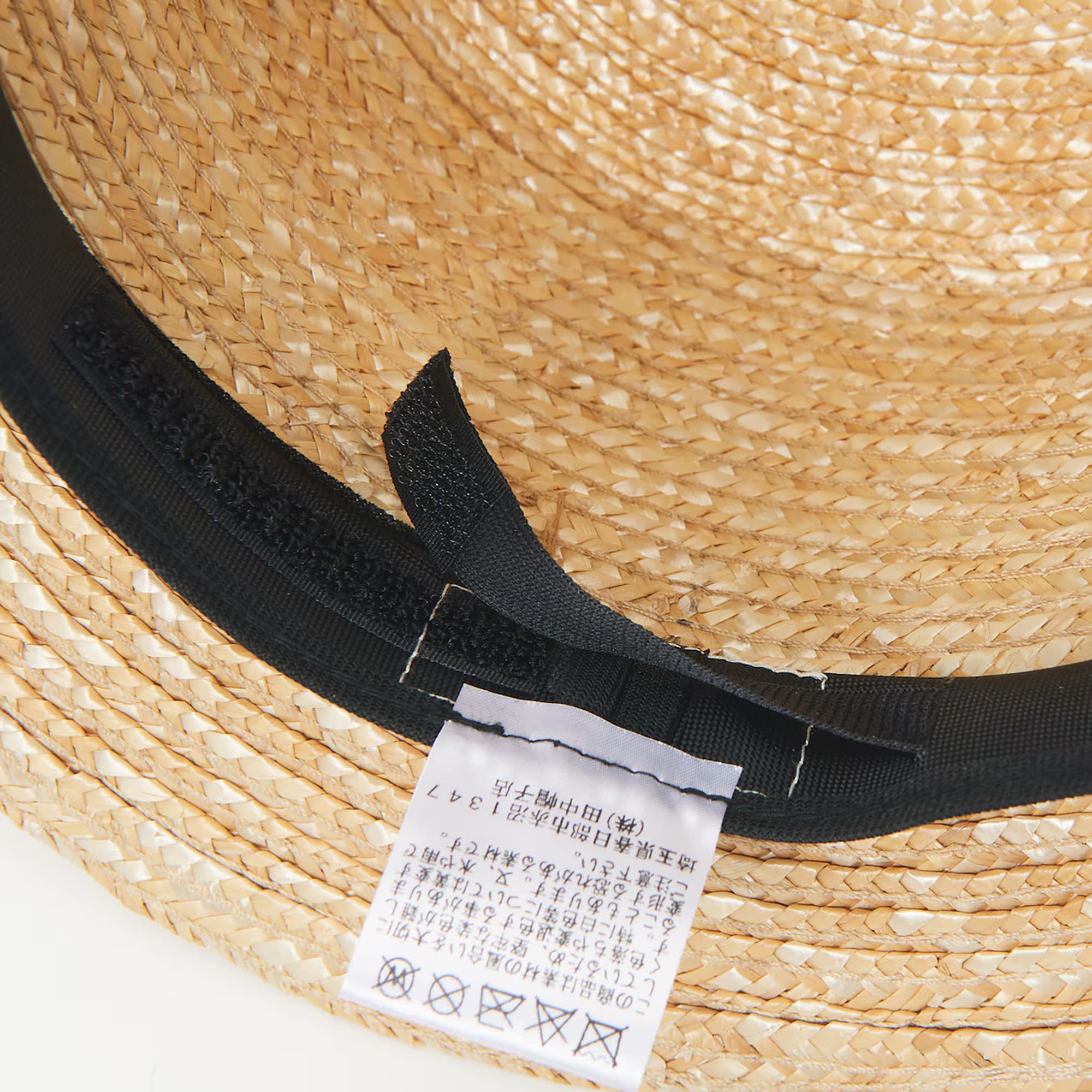 埼玉県　田中帽子の麦わら帽子「カンカン帽」ベージュリボン
