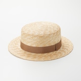 埼玉県　田中帽子の麦わら帽子「カンカン帽」ベージュリボン