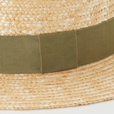 埼玉県　田中帽子の麦わら帽子「カンカン帽」カーキリボン