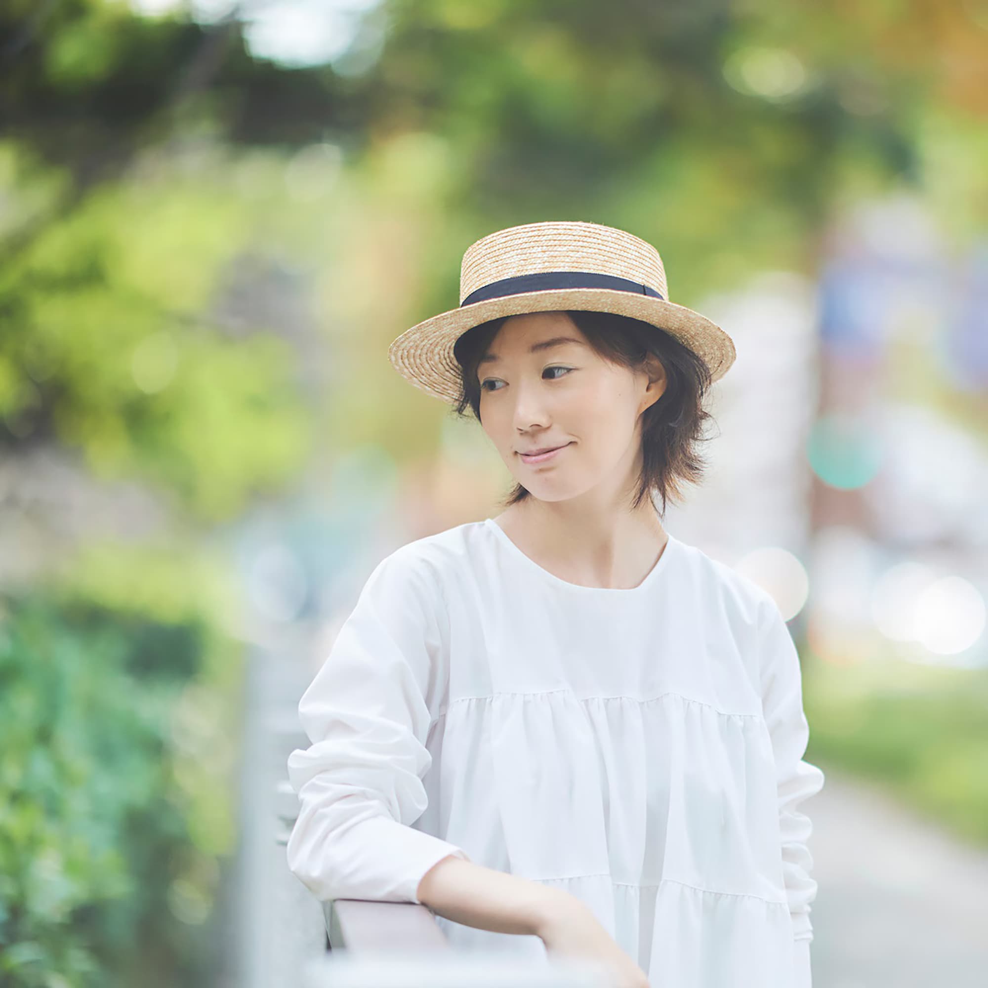 埼玉県　田中帽子の麦わら帽子「カンカン帽」カーキリボン