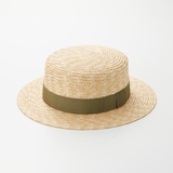 埼玉県　田中帽子の麦わら帽子「カンカン帽」カーキリボン