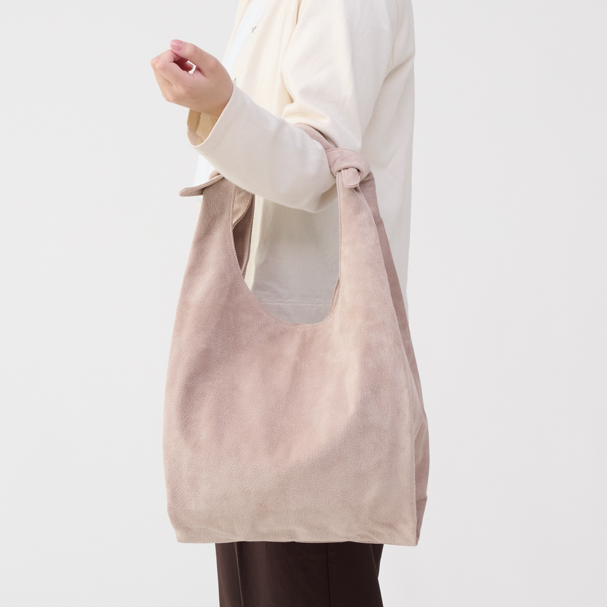 革屋が作った、洗えるショッピングバッグ・ピンクベージュ