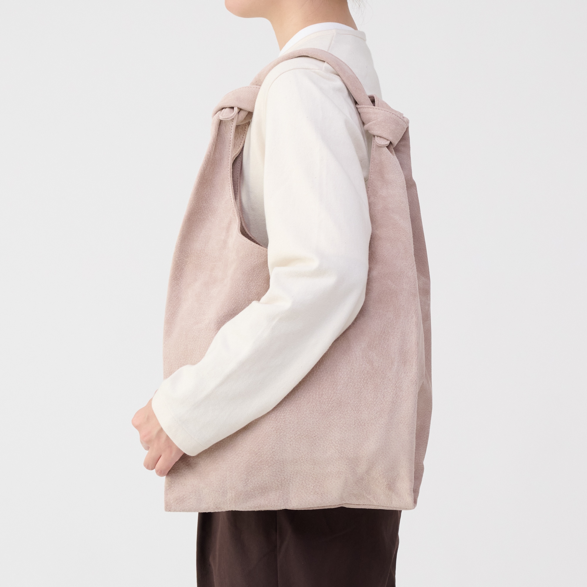 革屋が作った、洗えるショッピングバッグ・ピンクベージュ