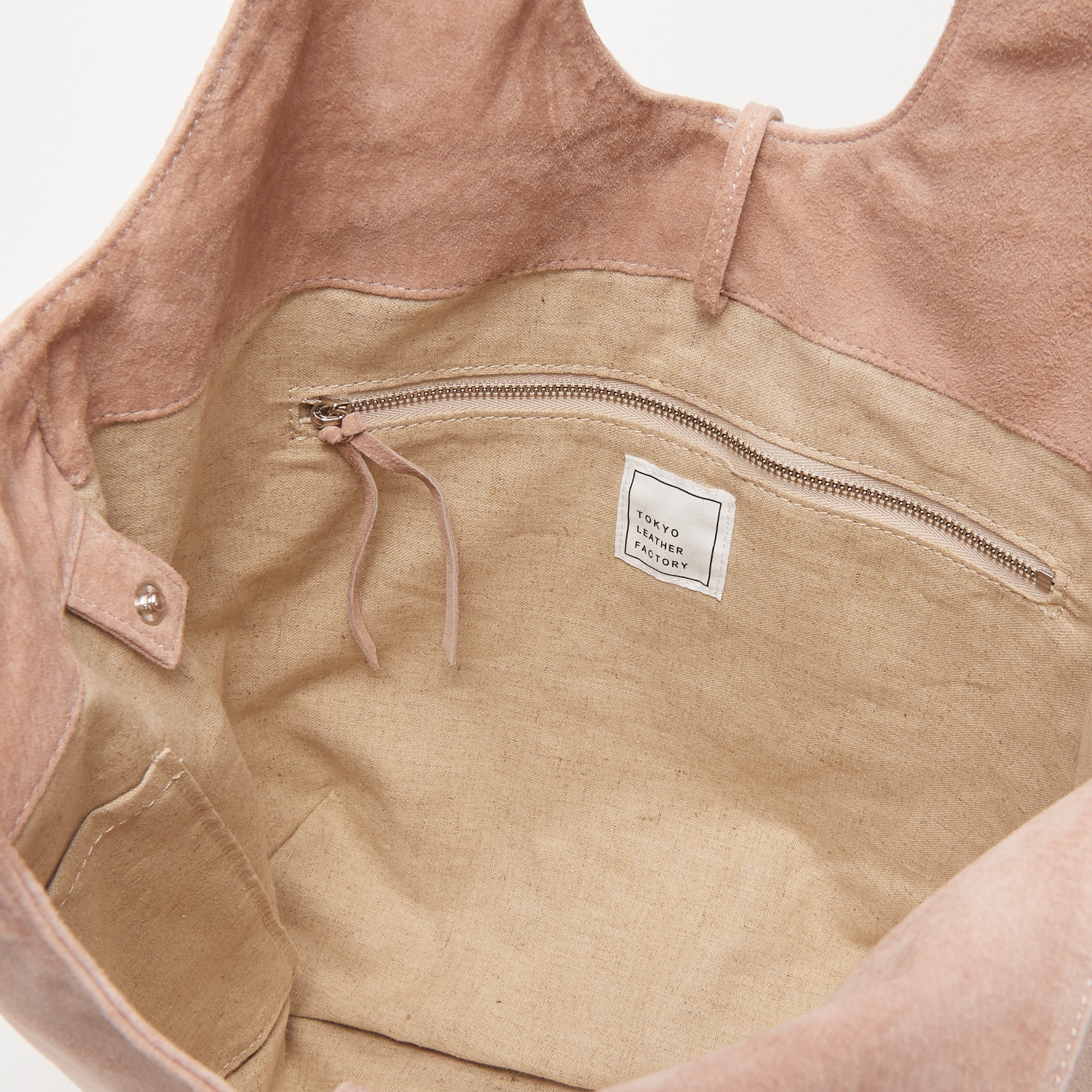革屋が作った、洗えるドロップトートバッグ・ピンクベージュ
