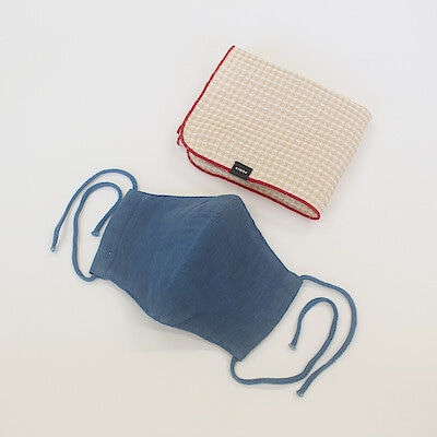 ＫＩＮＯＦすぎのマスク・ハンドタオル　Light Indigo／ナチュラル 