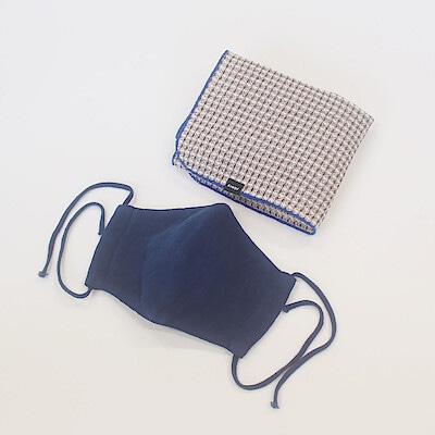 ＫＩＮＯＦすぎのマスク・ハンドタオル　DarkIndigo／ブラウン