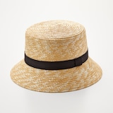 埼玉県　田中帽子の麦わら帽子「バケットハット」ブラックリボン