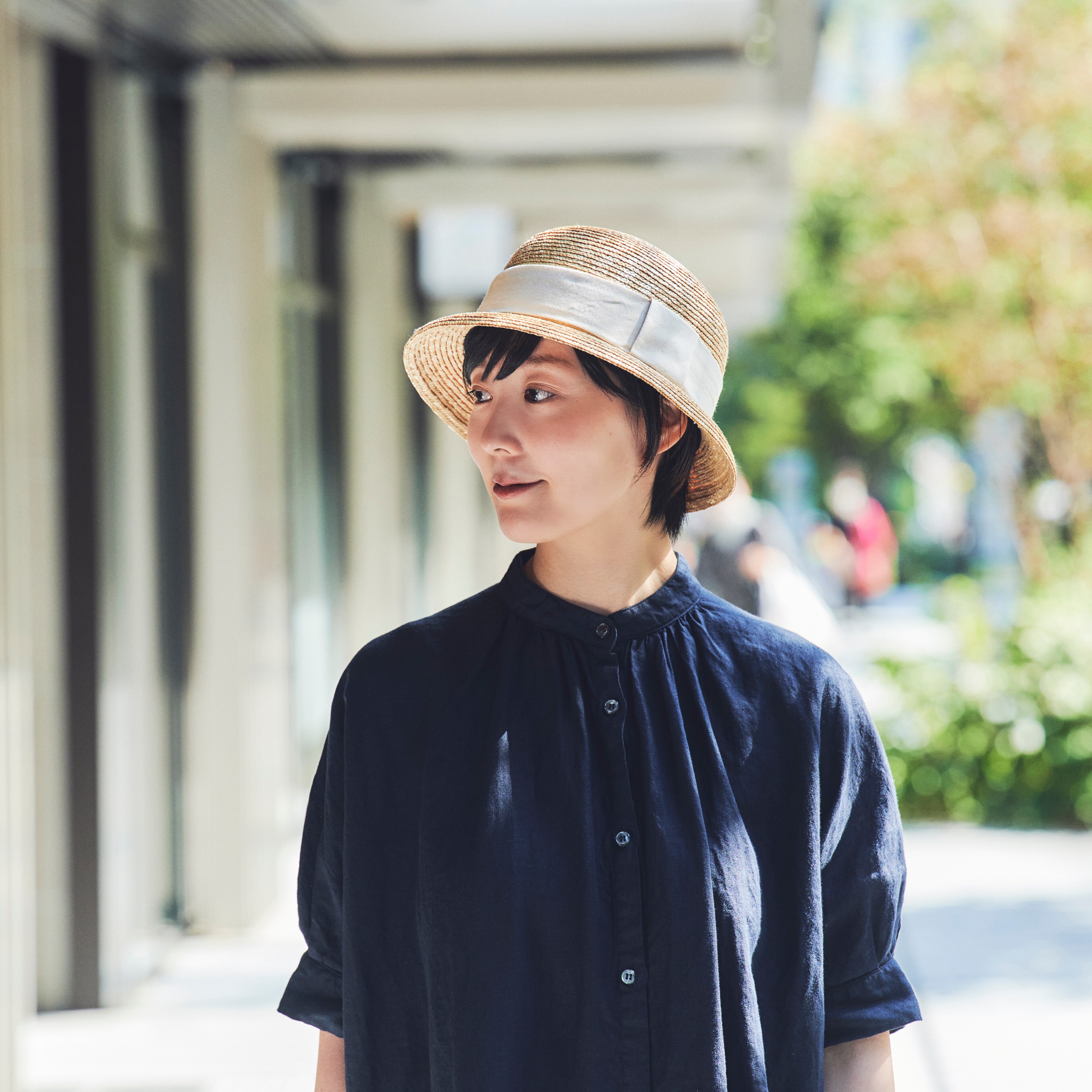 埼玉県　田中帽子の麦わら帽子「クロッシェハット（シエル）」アイボリーリボン