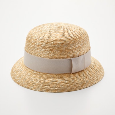 埼玉県　田中帽子の麦わら帽子「クロッシェハット（シエル）」アイボリーリボン