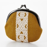 こぎん刺し　丸がま口　黄色