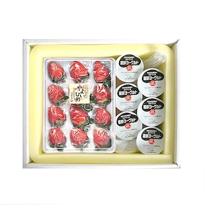 岡山県　雪本ふぁーむの完全土耕栽培いちごと建部ヨーグルトの詰め合わせ