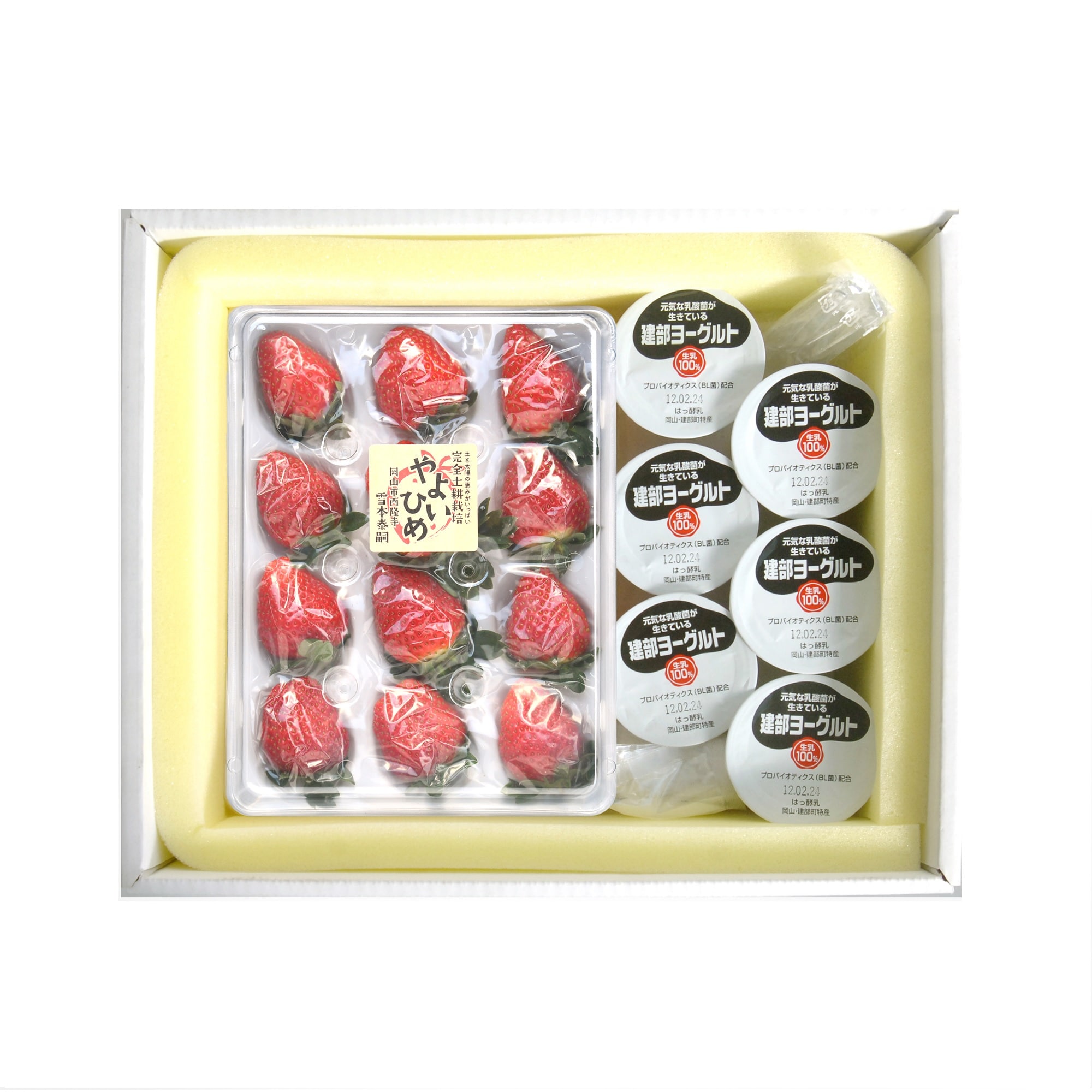 岡山県　雪本ふぁーむの完全土耕栽培いちごと建部ヨーグルトの詰め合わせ