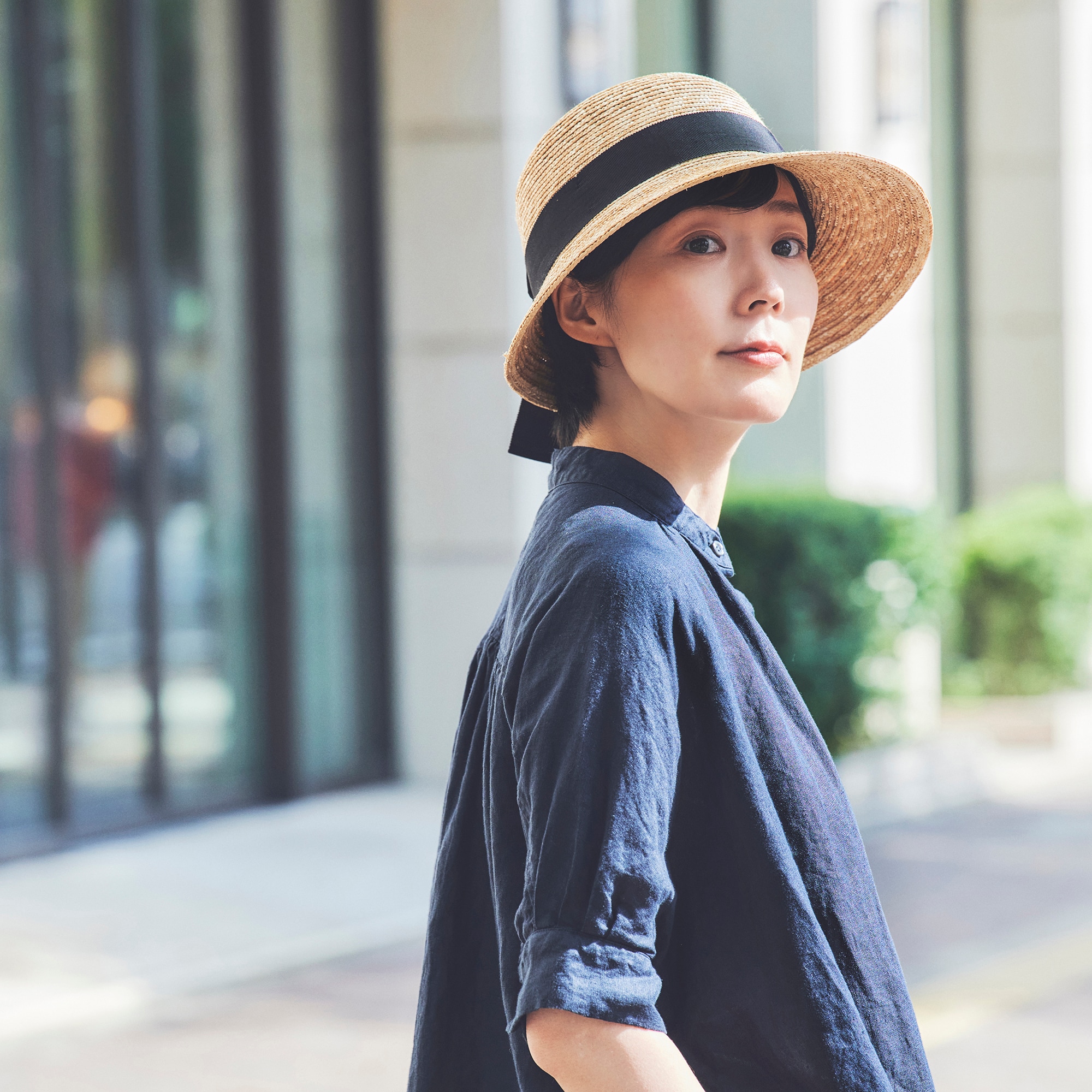 田中帽子店 麦わら帽子 Anne(アンヌ)つば短 女優帽 ストロー