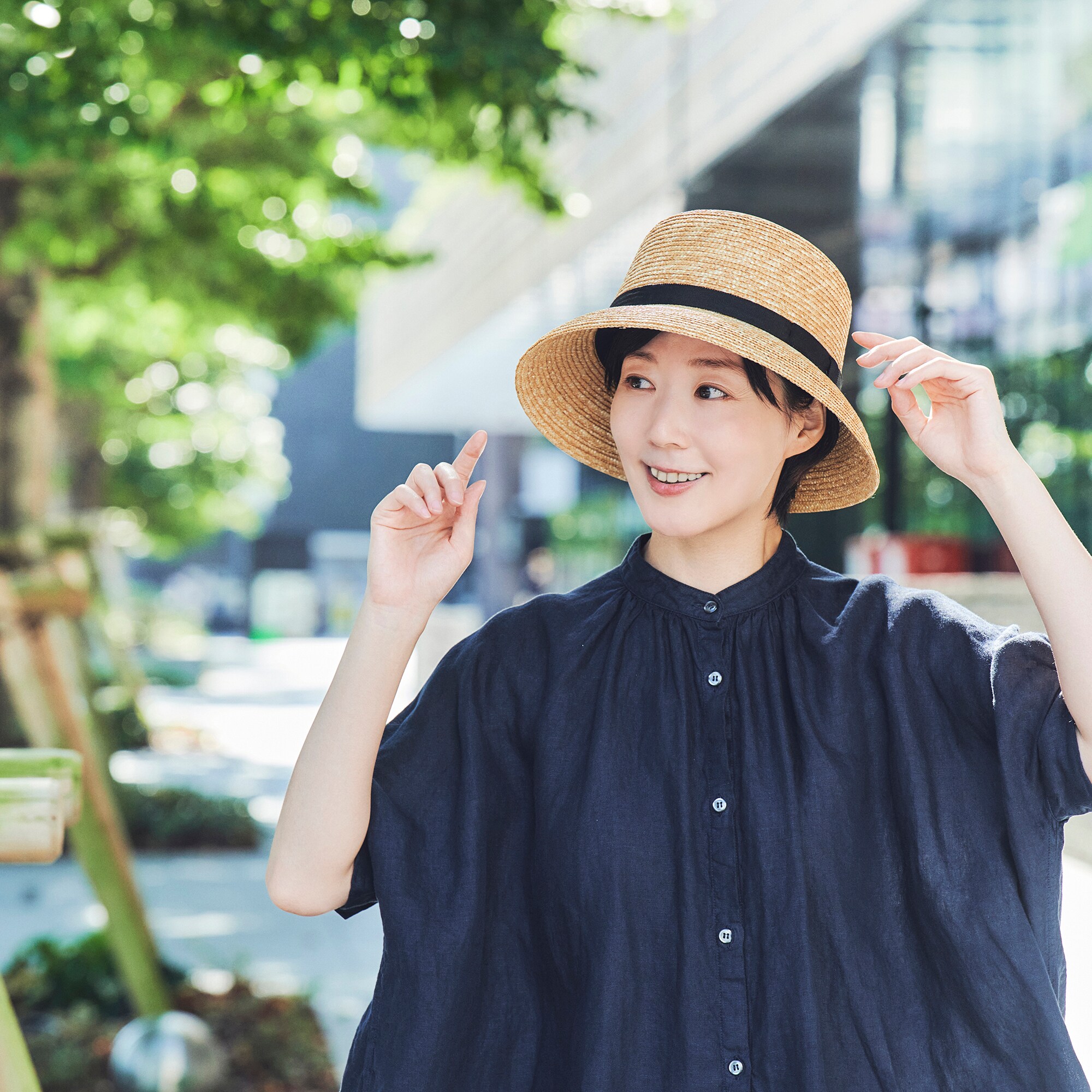 埼玉県 田中帽子の麦わら帽子「カサブランカ」ブラックリボン