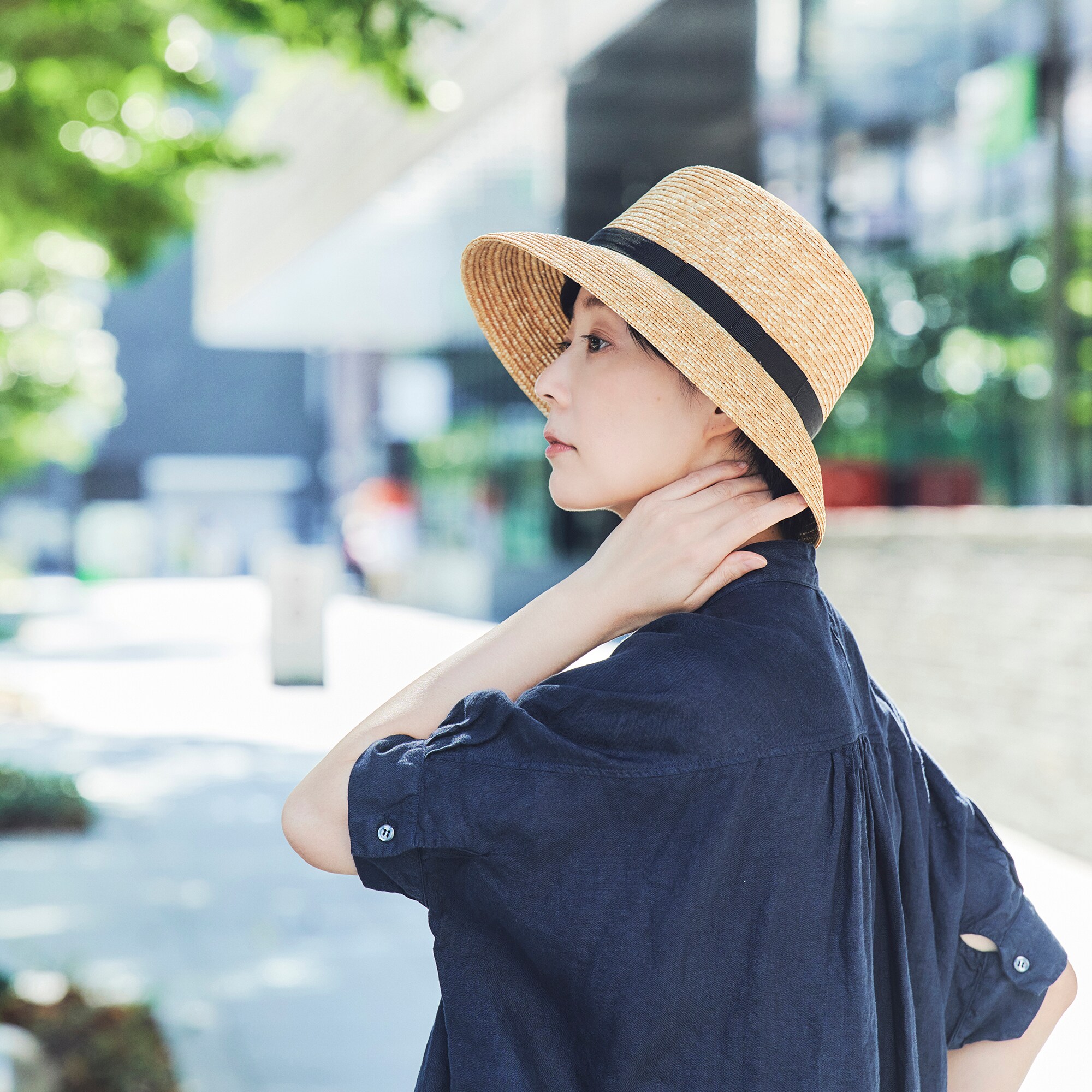 埼玉県 田中帽子の麦わら帽子「カサブランカ」ブラックリボン | 無印良品