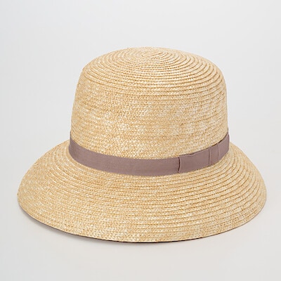 埼玉県　田中帽子の麦わら帽子「カサブランカ」グレージュリボン