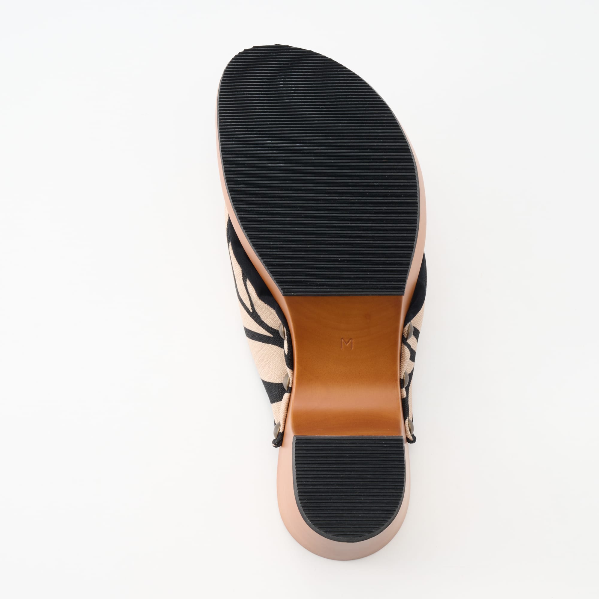 ｍｉｚｕｔｏｒｉの下駄「リーフ・ベージュ×黒」Ｌ（２４～２４．５ｃｍ）