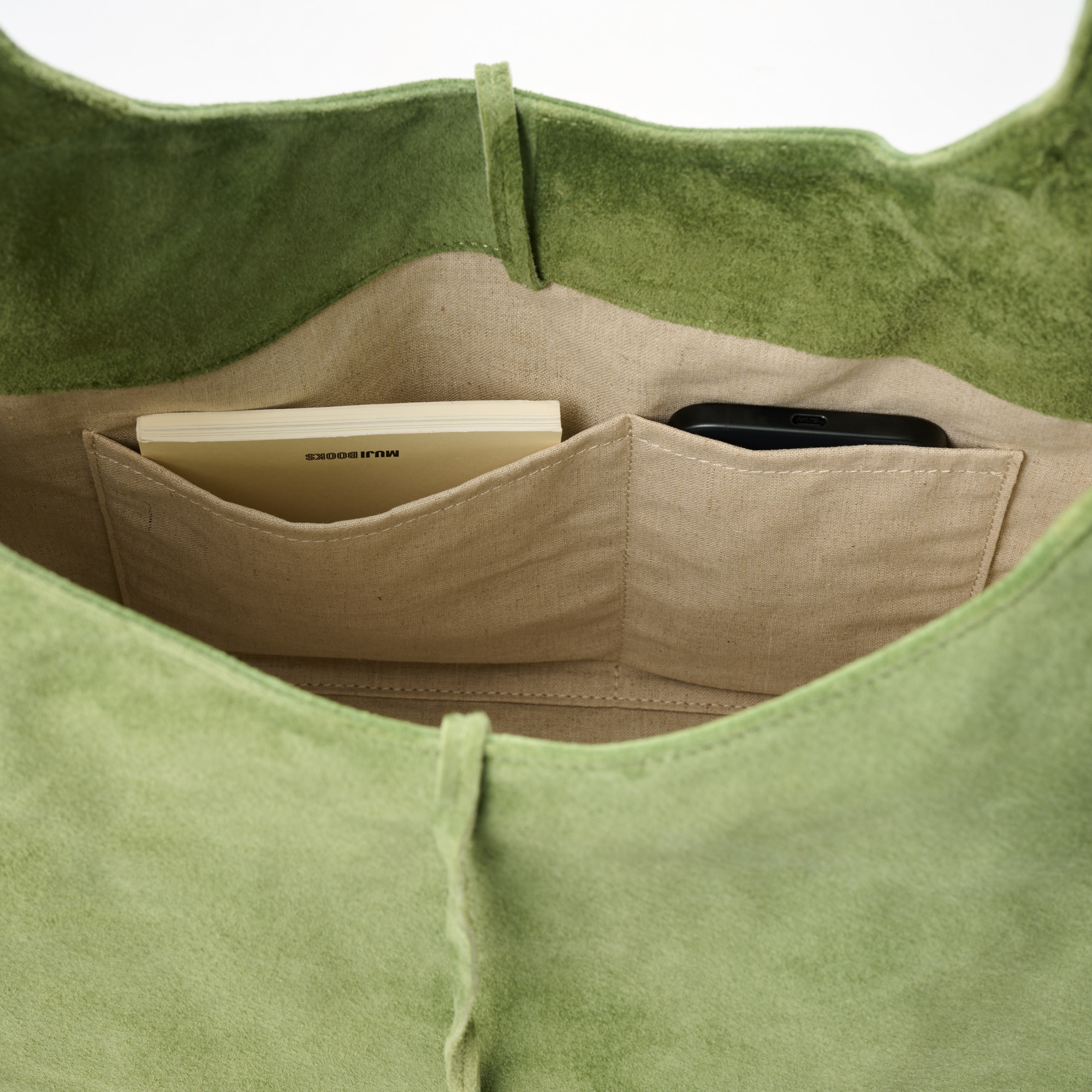 革屋が作った、洗えるショッピングバッグ・グリーン