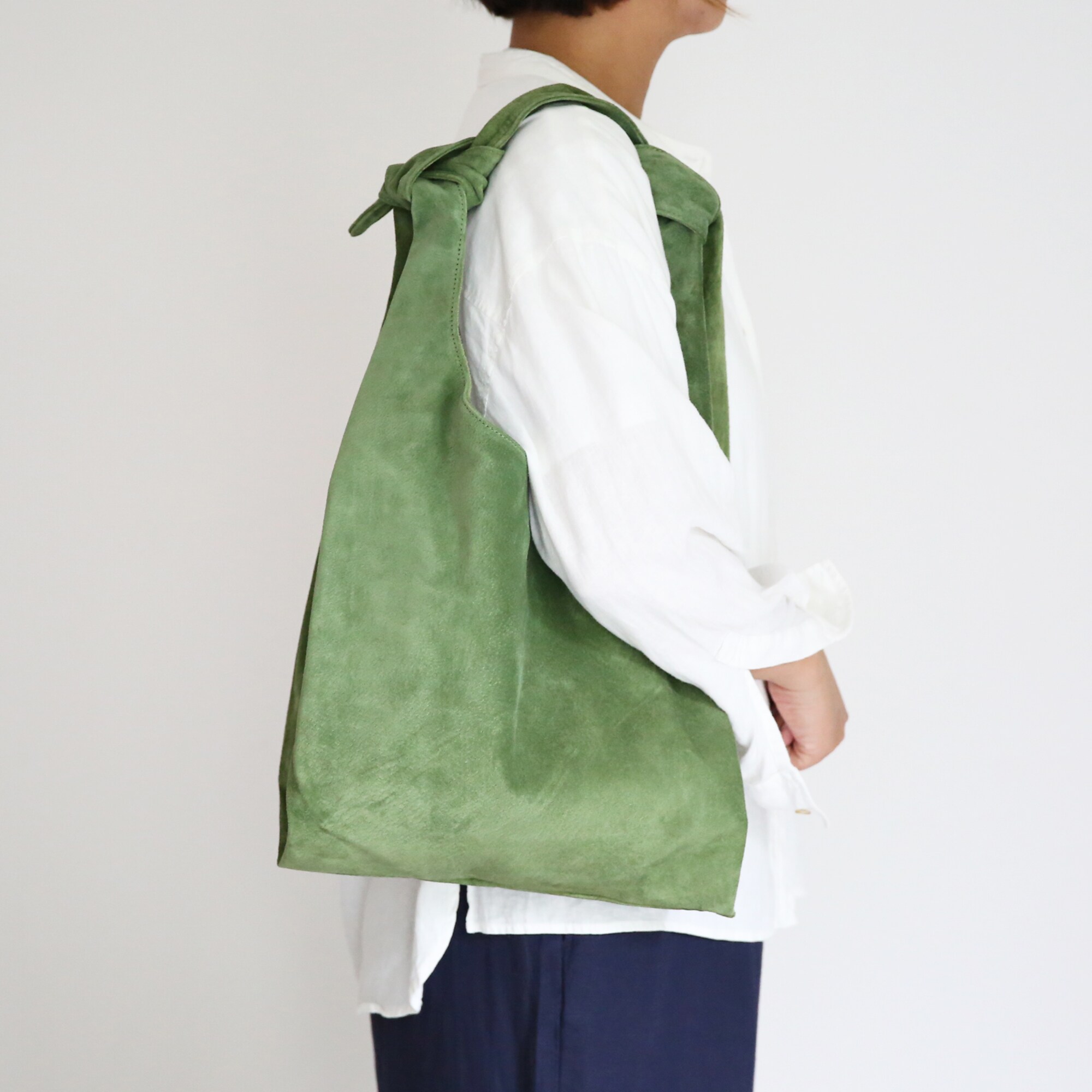 革屋が作った、洗えるショッピングバッグ・グリーン