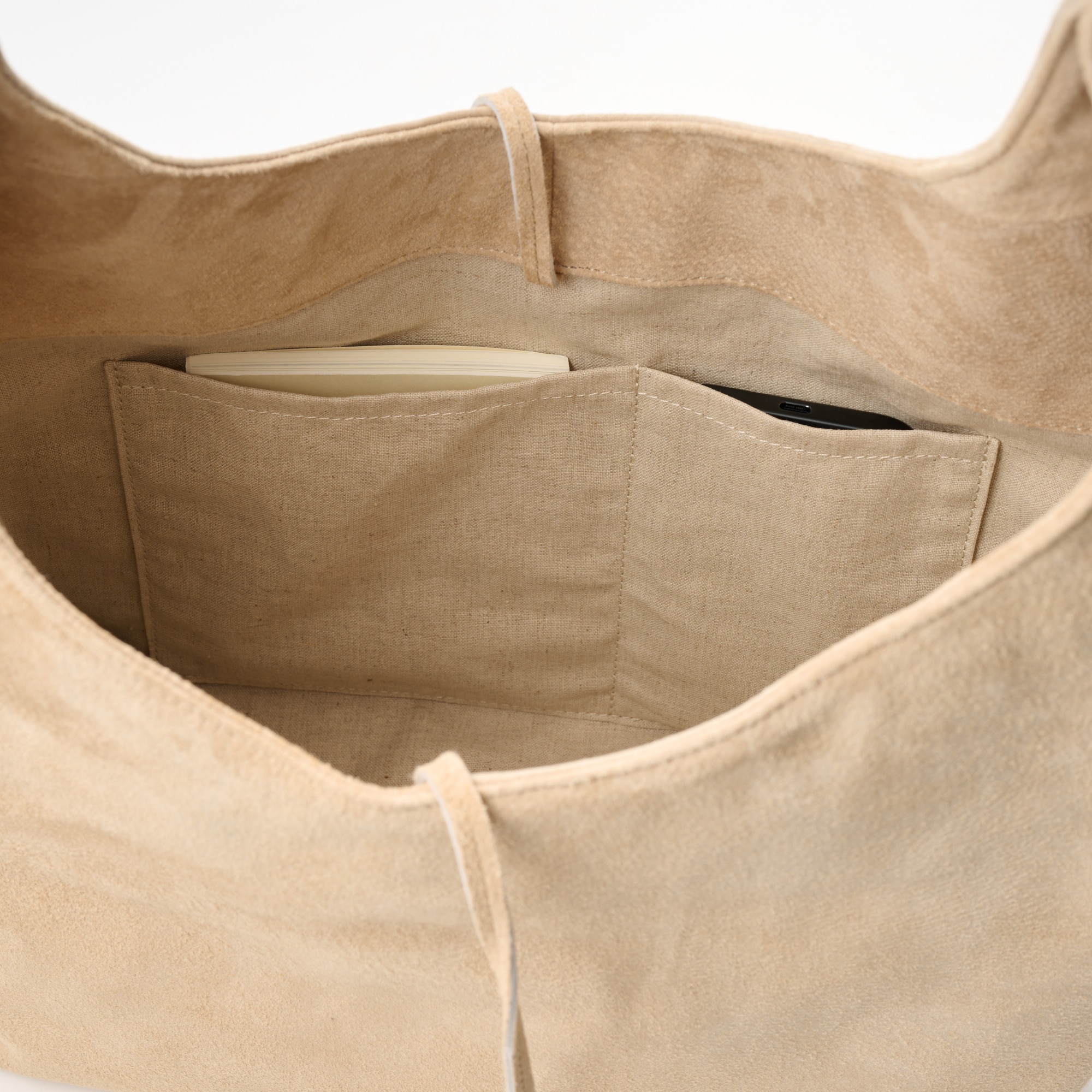   革屋が作った、 洗えるショッピングバッグ・ベージュ