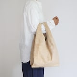   革屋が作った、 洗えるショッピングバッグ・ベージュ