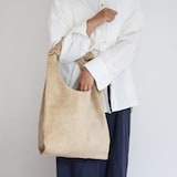   革屋が作った、 洗えるショッピングバッグ・ベージュ