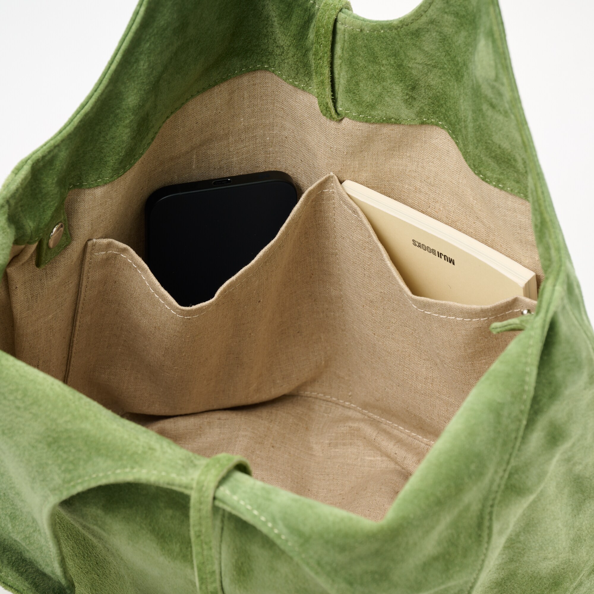 革屋が作った、洗えるドロップトートバッグ・グリーン