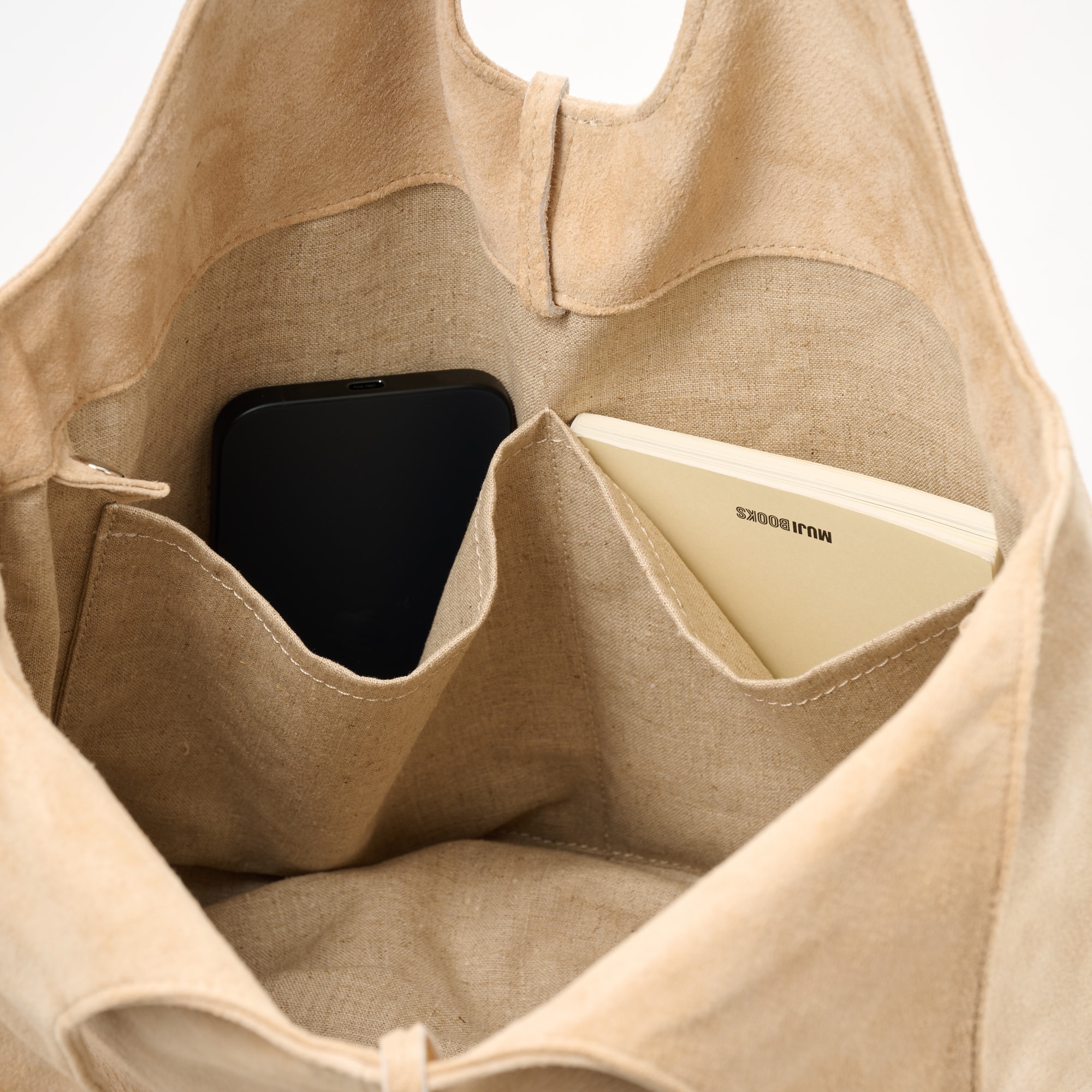 革屋が作った、洗えるドロップトートバッグ・ベージュ