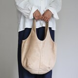 革屋が作った、洗えるドロップトートバッグ・ベージュ