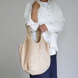 革屋が作った、洗えるドロップトートバッグ・ベージュ