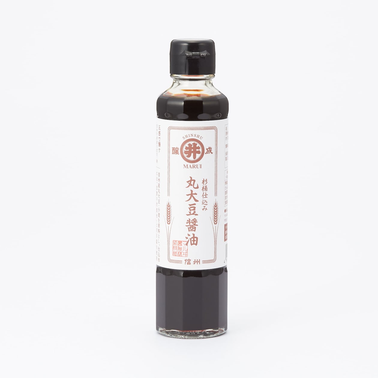 長野県　マルヰ菱油の信州産杉桶仕込み丸大豆醤油１８５ｍｌ