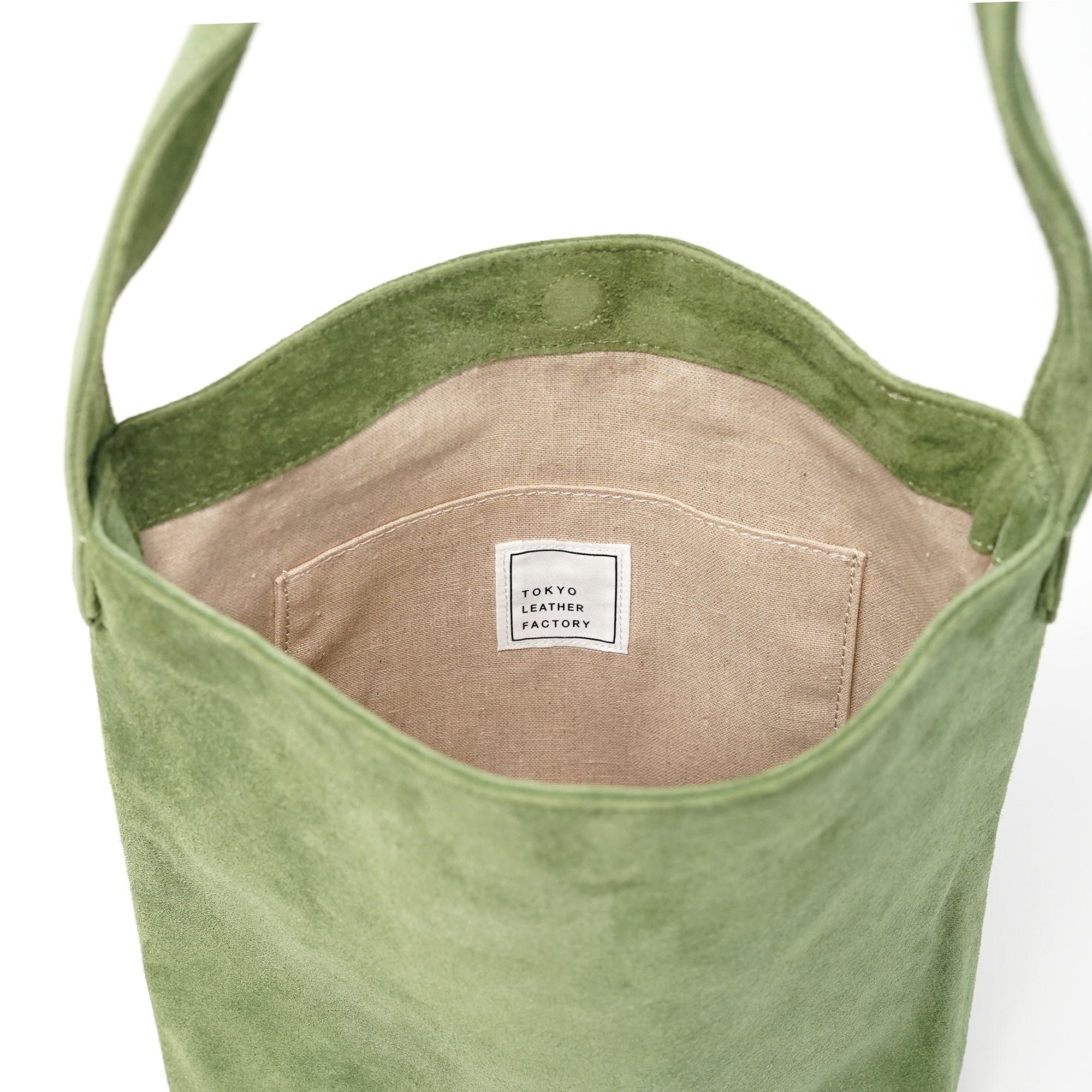 革屋が作った、「洗える革のライトトートバッグ」グリーン