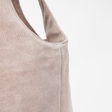 革屋が作った、「洗える革のドロップトート・大」ピンクベージュ