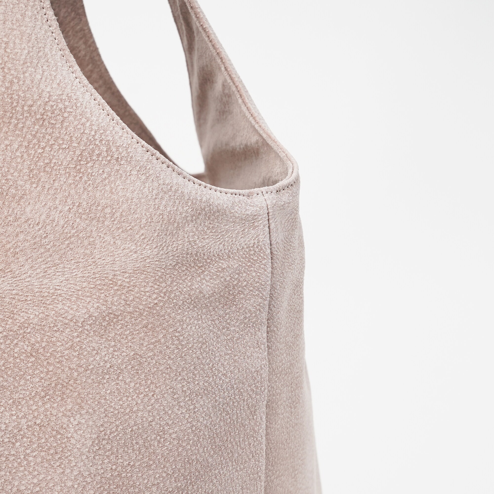 革屋が作った、「洗える革のドロップトート・大」ピンクベージュ