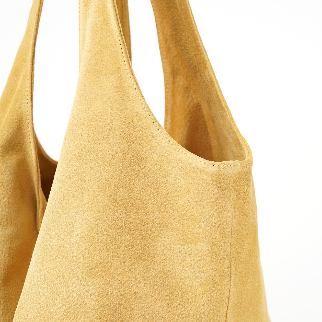 革屋が作った、「洗える革のドロップトート・大」マスタード