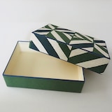 富山県　桂樹舎の「八尾和紙　文庫箱」小（万華鏡×緑）