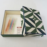 富山県　桂樹舎の「八尾和紙　文庫箱」小（万華鏡×緑）