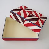 富山県　桂樹舎の「八尾和紙　文庫箱」小（万華鏡×赤）