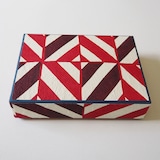 富山県　桂樹舎の「八尾和紙　文庫箱」小（万華鏡×赤）