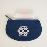 青森県　弘前こぎん研究所のこぎん刺し「丸小銭入」青