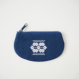 青森県　弘前こぎん研究所のこぎん刺し「丸小銭入」青