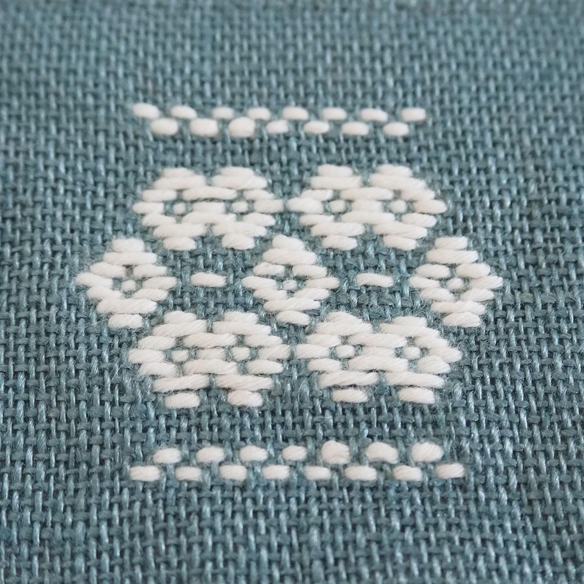 青森県　弘前こぎん研究所のこぎん刺し「丸小銭入」緑