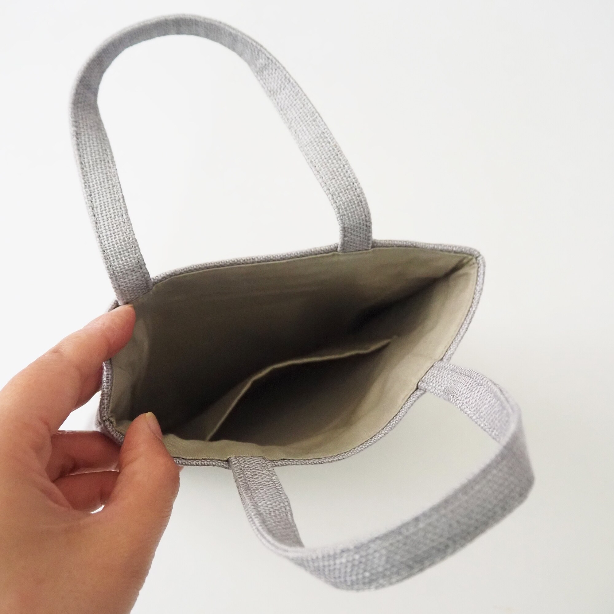 青森県 弘前こぎん研究所のこぎん刺し「手付小袋」グレー | 無印良品