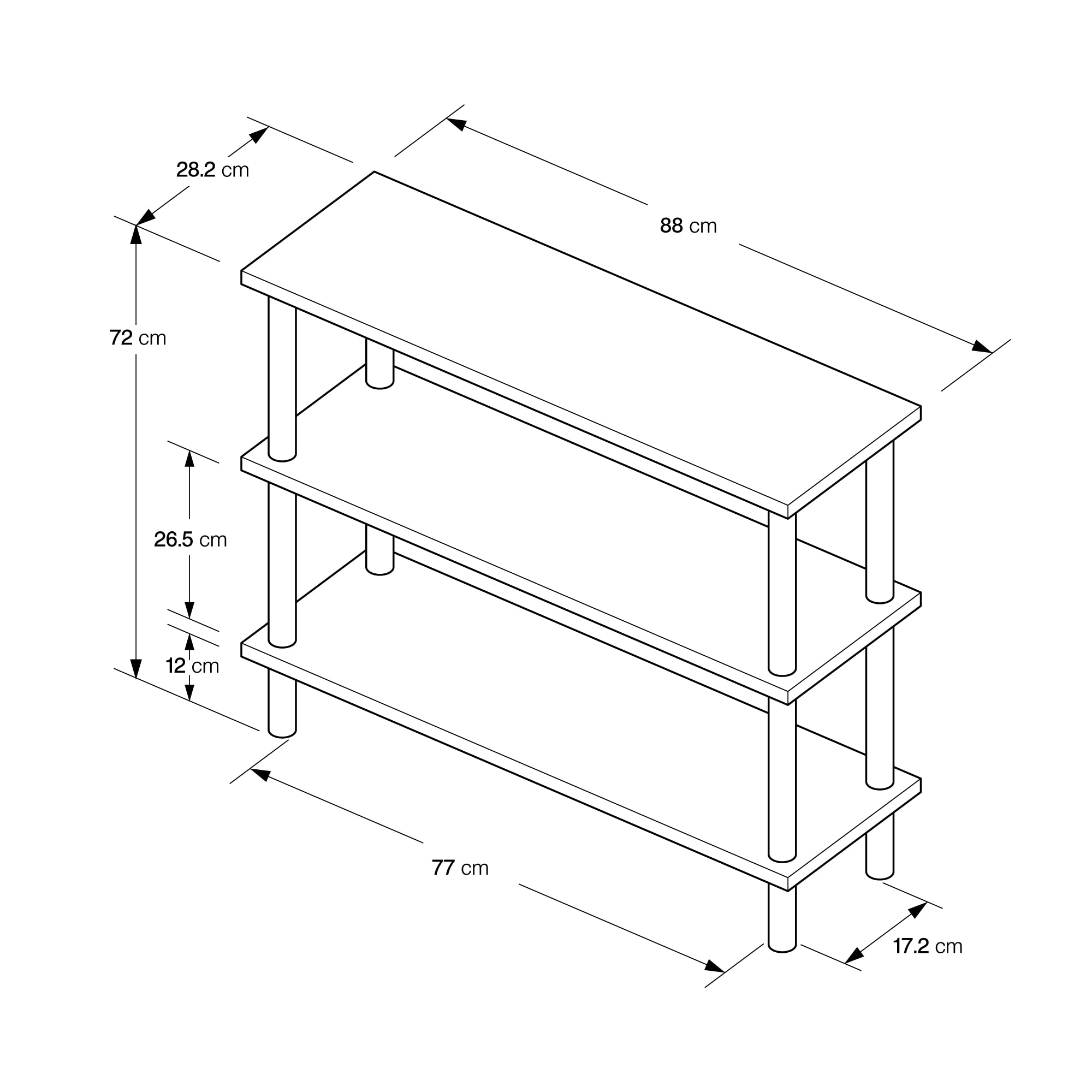 【新古品】手軽に組み立てられる木製シェルフ　棚３段　オーク材突板