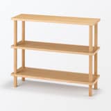 【新古品】手軽に組み立てられる木製シェルフ　棚３段　オーク材突板