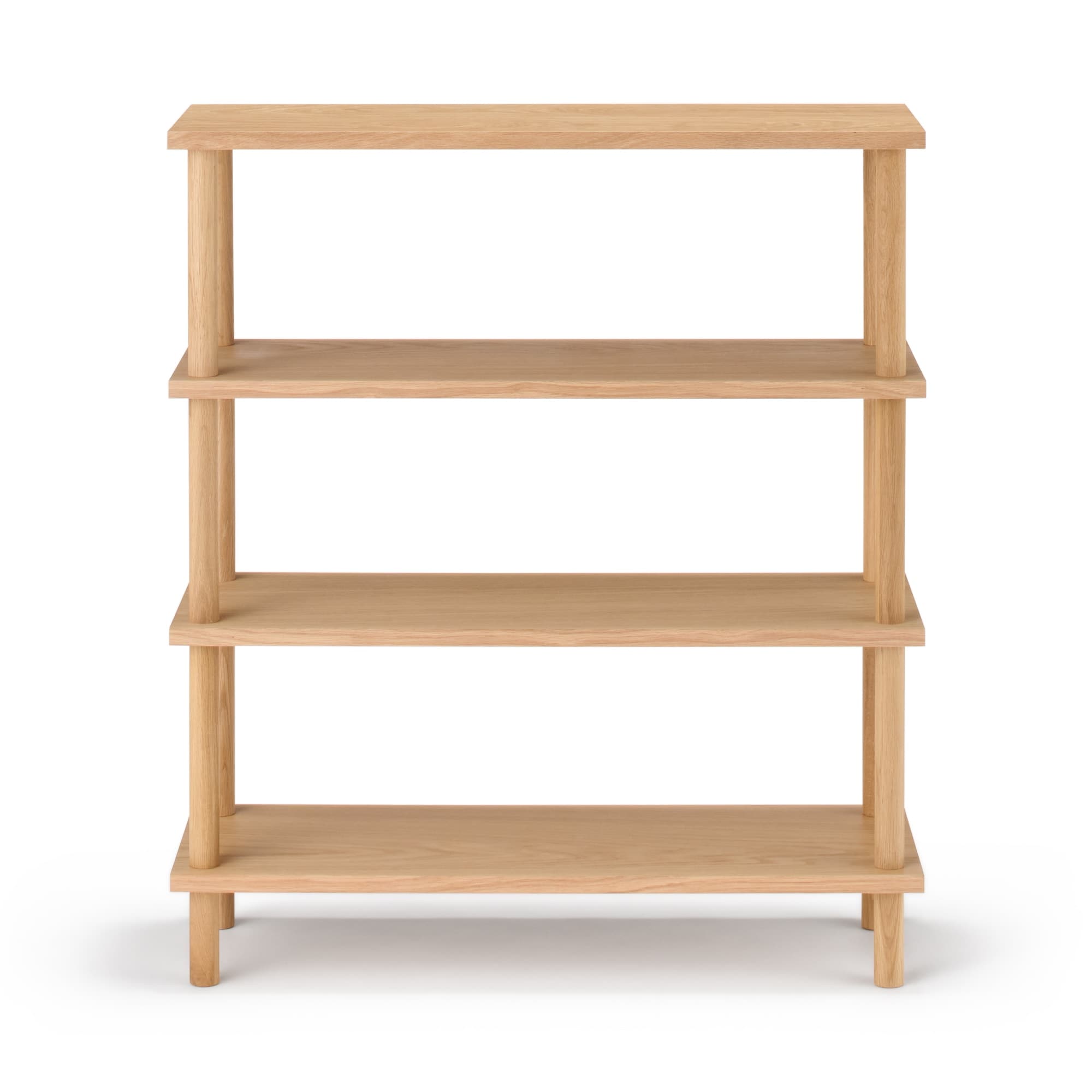 【新古品】手軽に組み立てられる木製シェルフ　棚４段　オーク材突板